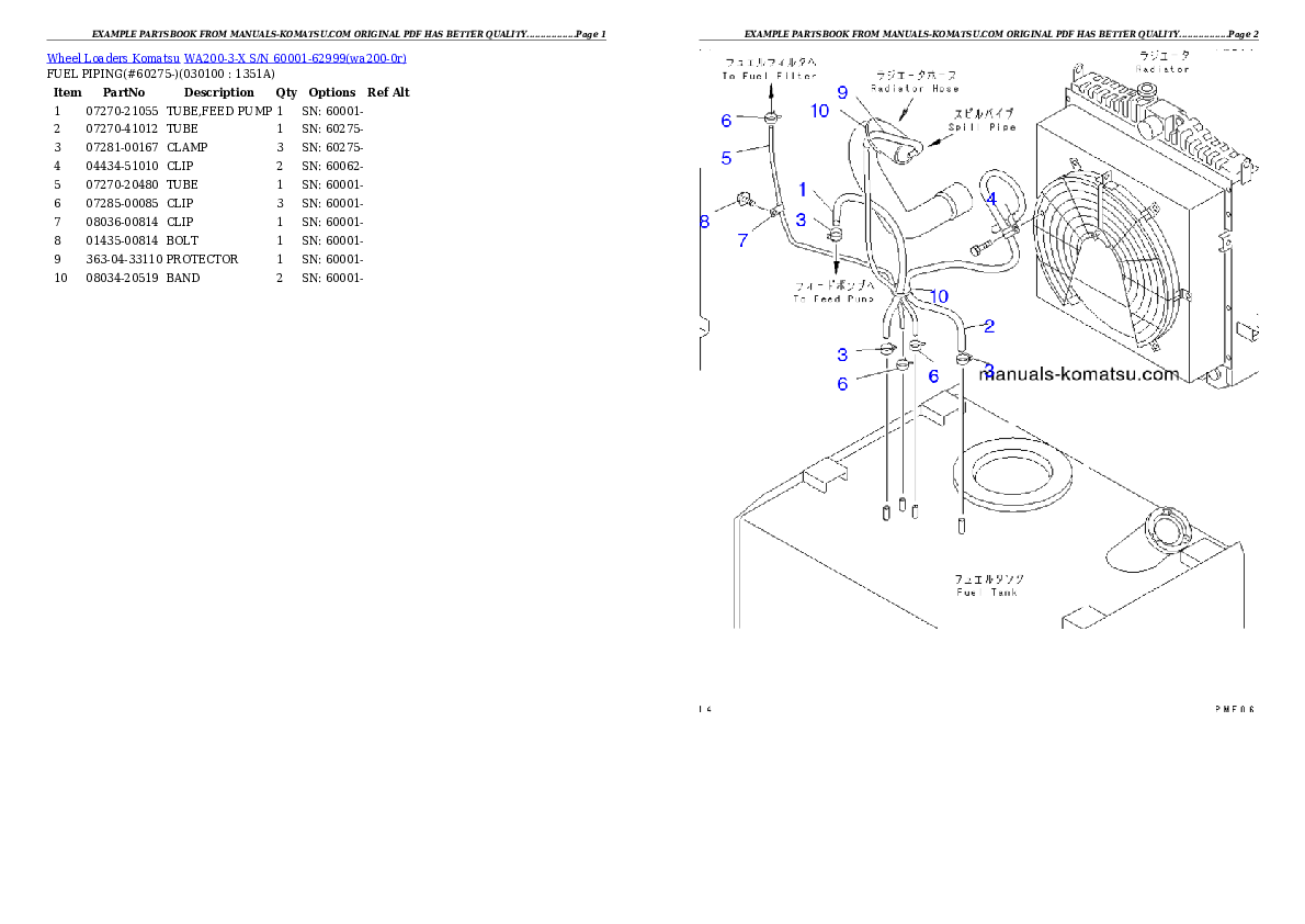 Protected: WA200-3-X S/N 60001-62999 Partsbook