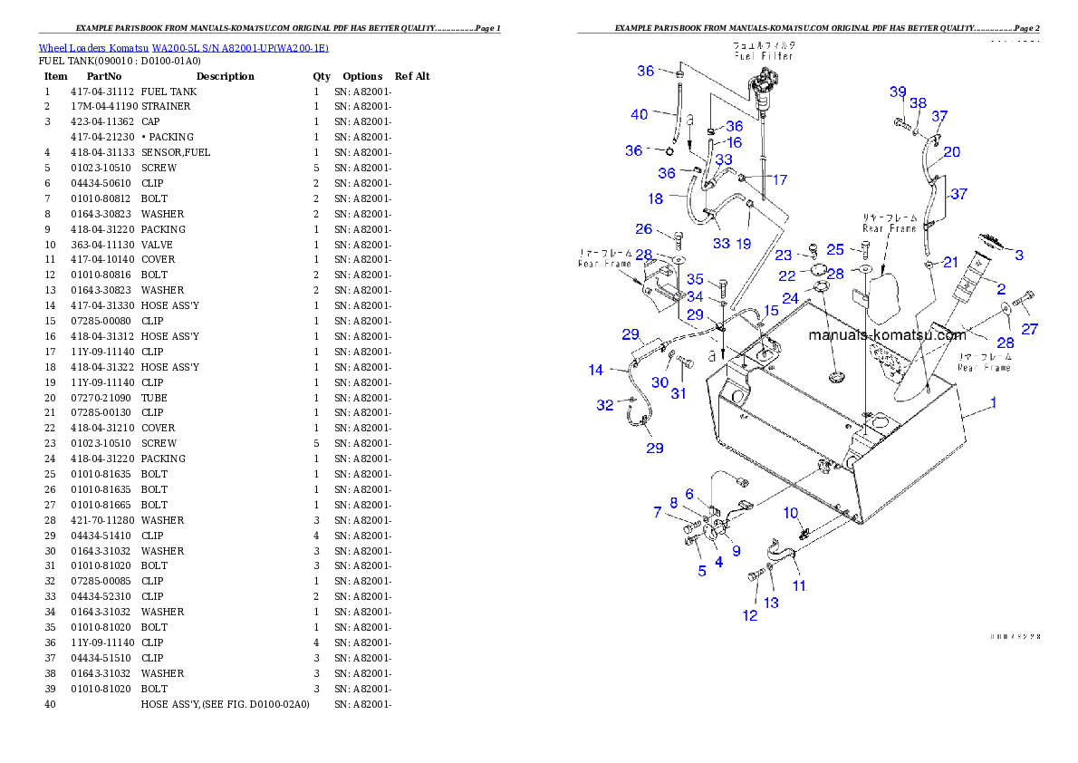 Protected: WA200-5L S/N A82001-UP Partsbook