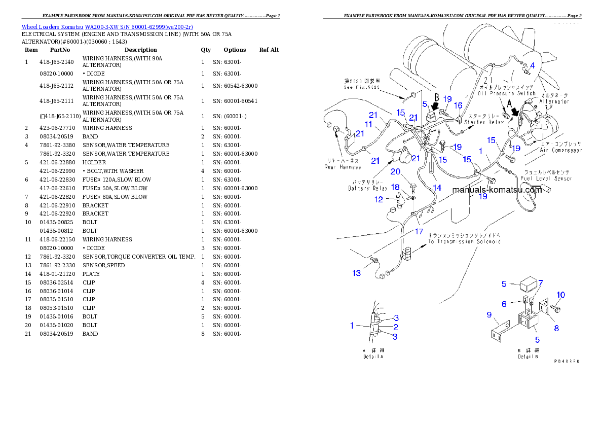 Protected: WA200-3-XW S/N 60001-62999 Partsbook