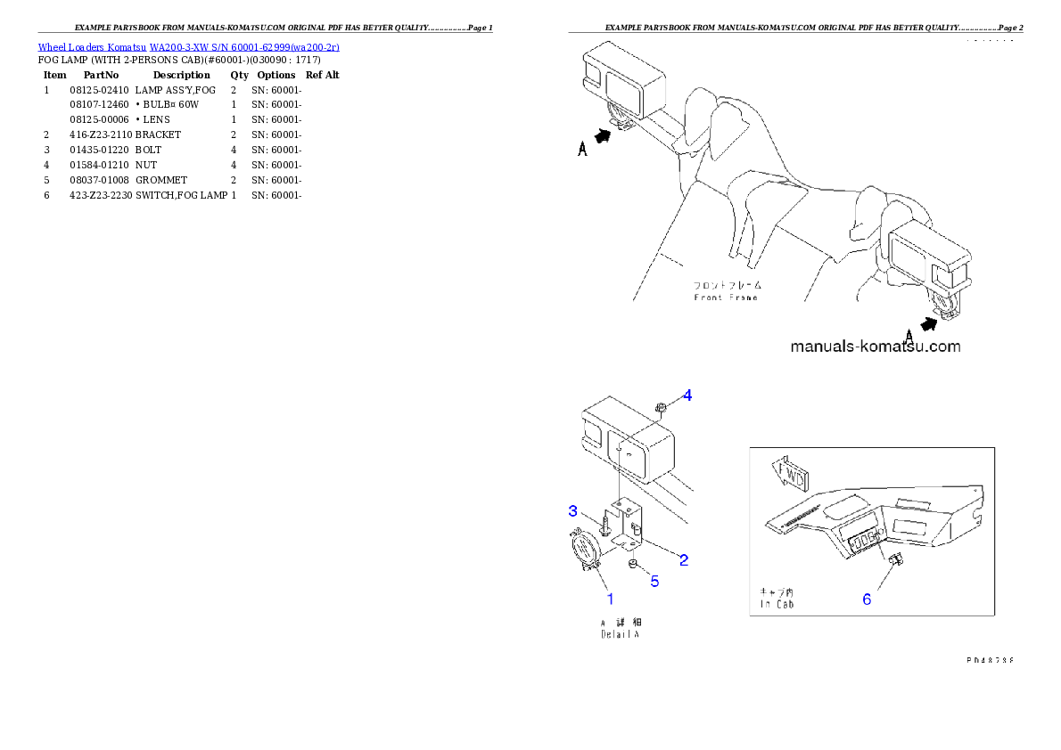 Protected: WA200-3-XW S/N 60001-62999 Partsbook