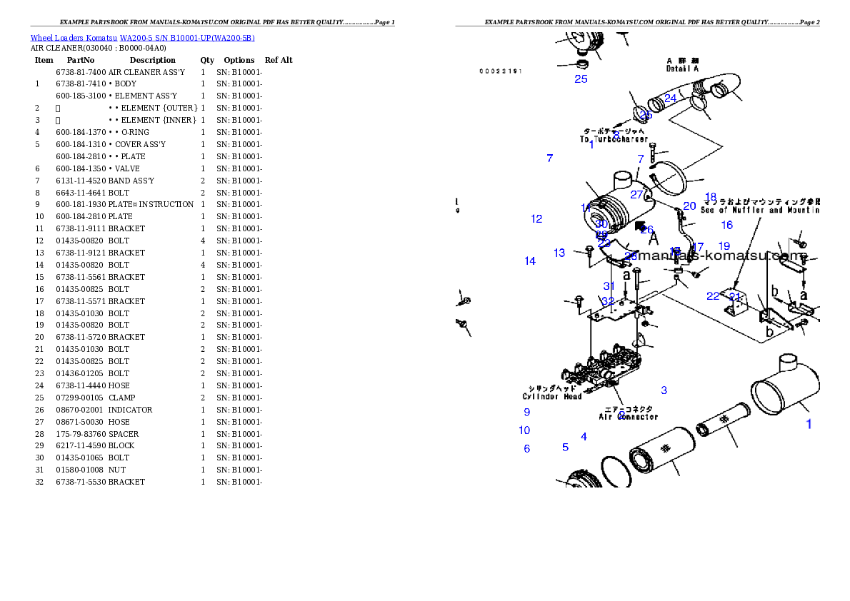 Protected: WA200-5 S/N B10001-UP Partsbook