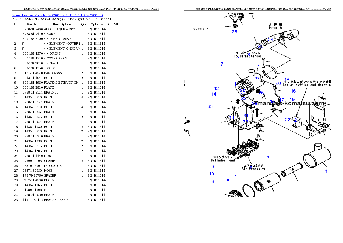 Protected: WA200-5 S/N B10001-UP Partsbook