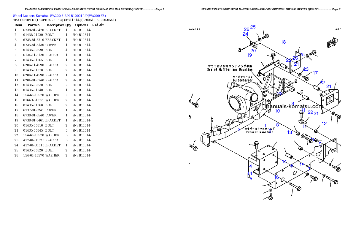 Protected: WA200-5 S/N B10001-UP Partsbook