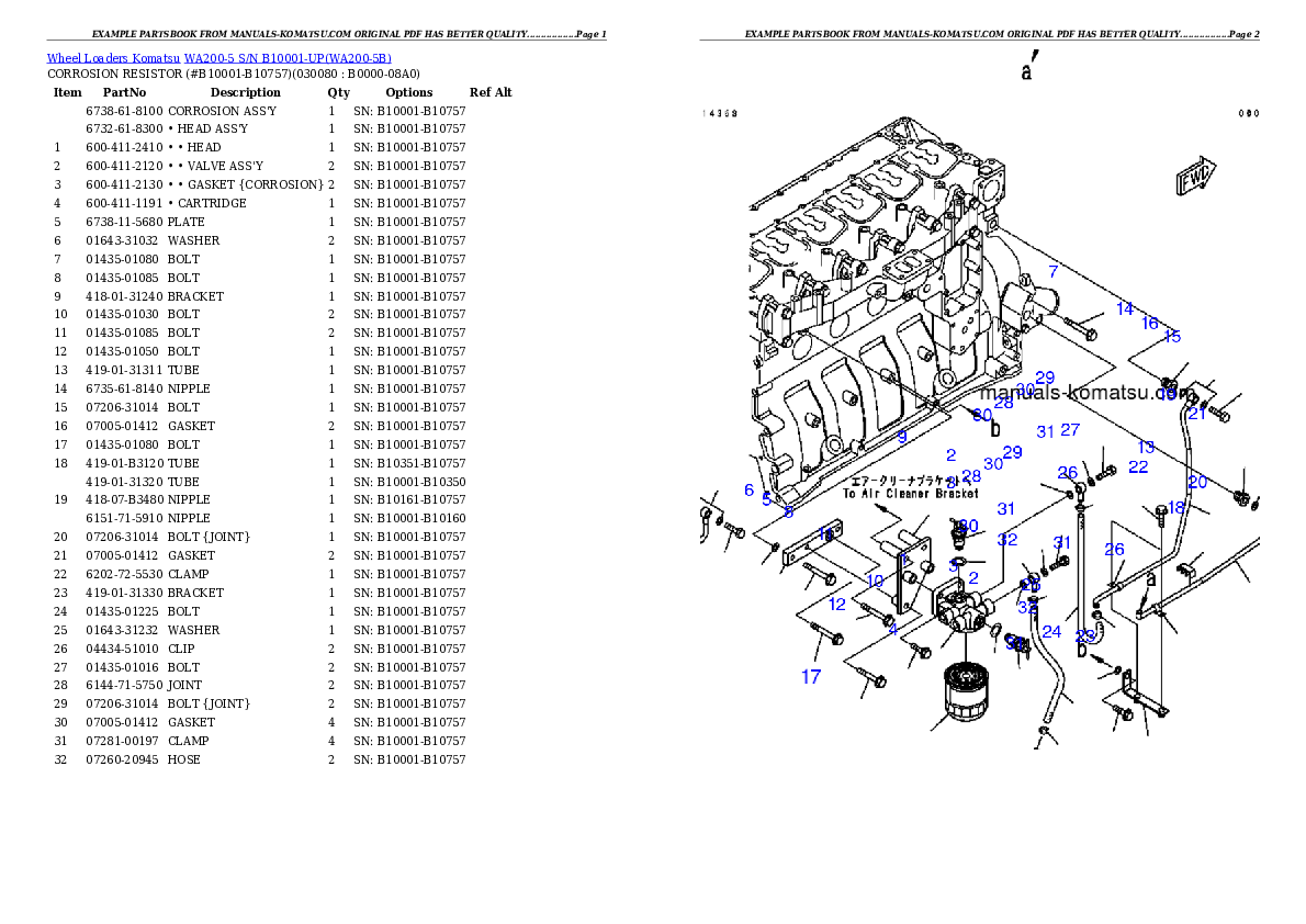 Protected: WA200-5 S/N B10001-UP Partsbook