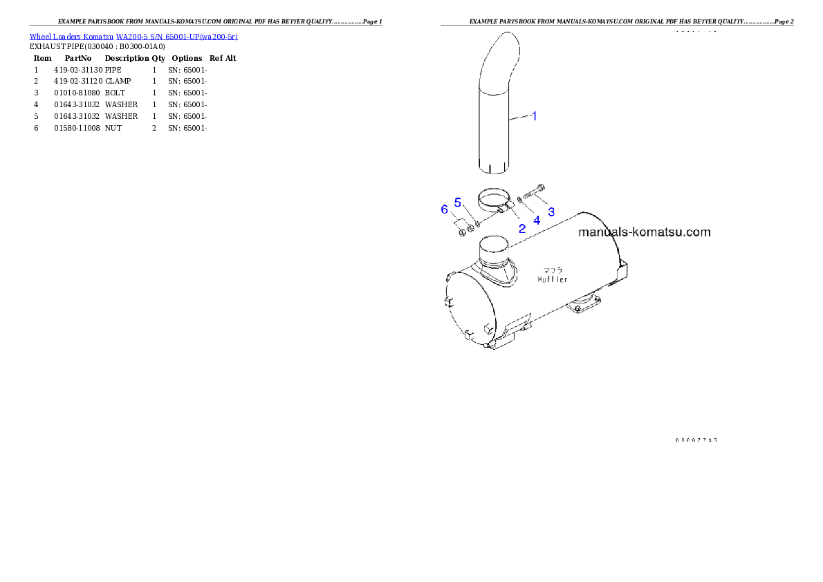 Protected: WA200-5 S/N 65001-UP (Overseas Version) Partsbook