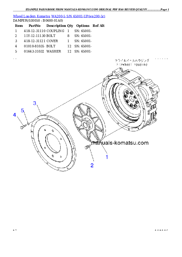 Protected: WA200-5 S/N 65001-UP (Overseas Version) Partsbook