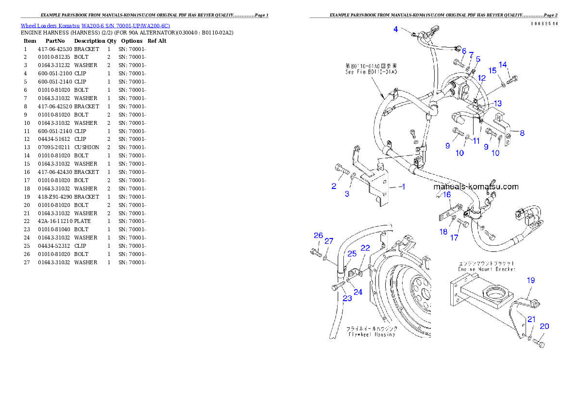 Protected: WA200-6 S/N 70001-UP Partsbook