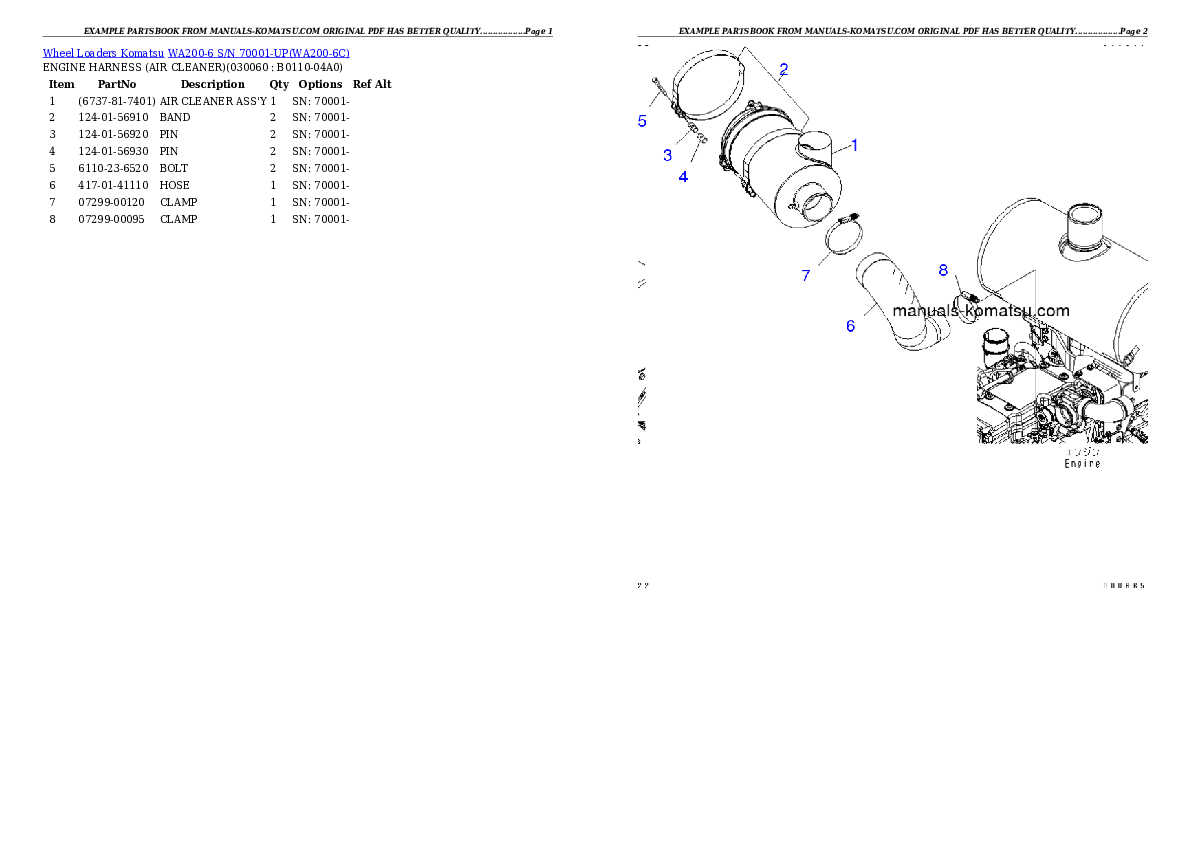 Protected: WA200-6 S/N 70001-UP Partsbook