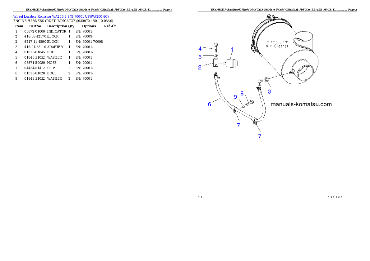 Protected: WA200-6 S/N 70001-UP Partsbook