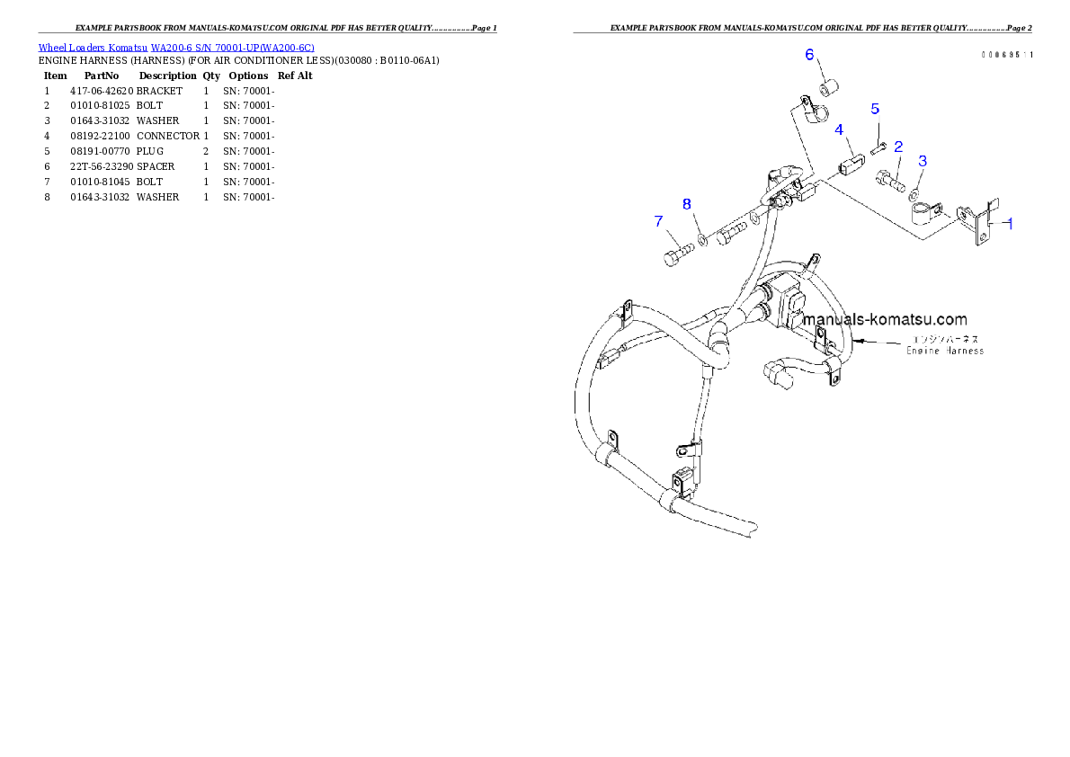 Protected: WA200-6 S/N 70001-UP Partsbook