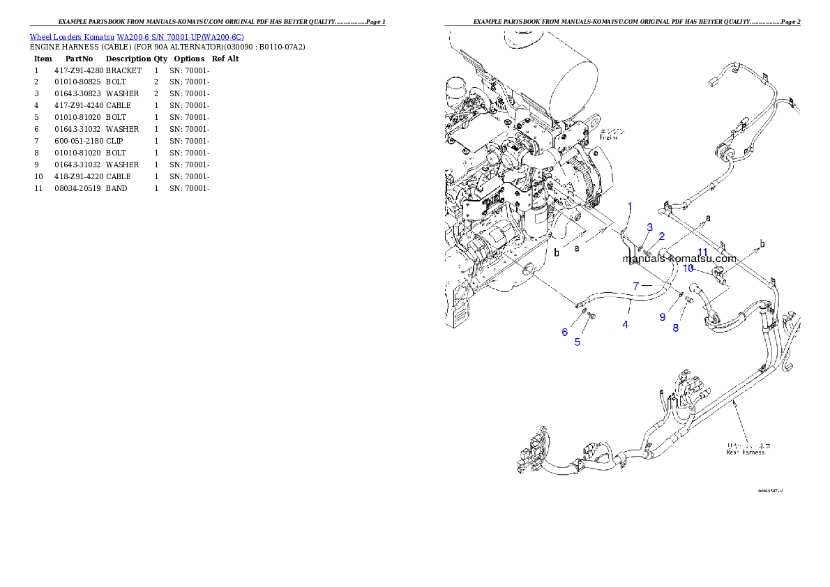 Protected: WA200-6 S/N 70001-UP Partsbook
