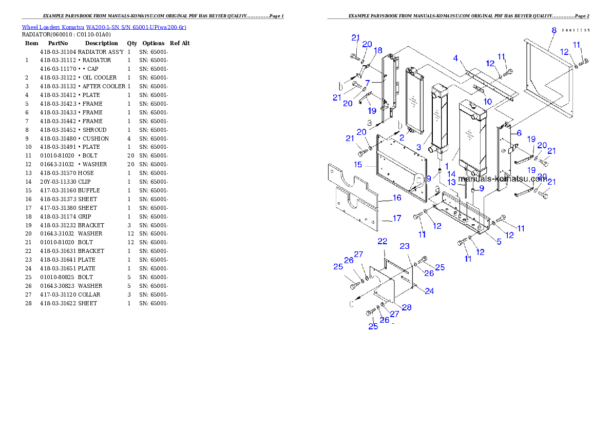 Protected: WA200-5-SN S/N 65001-UP Partsbook