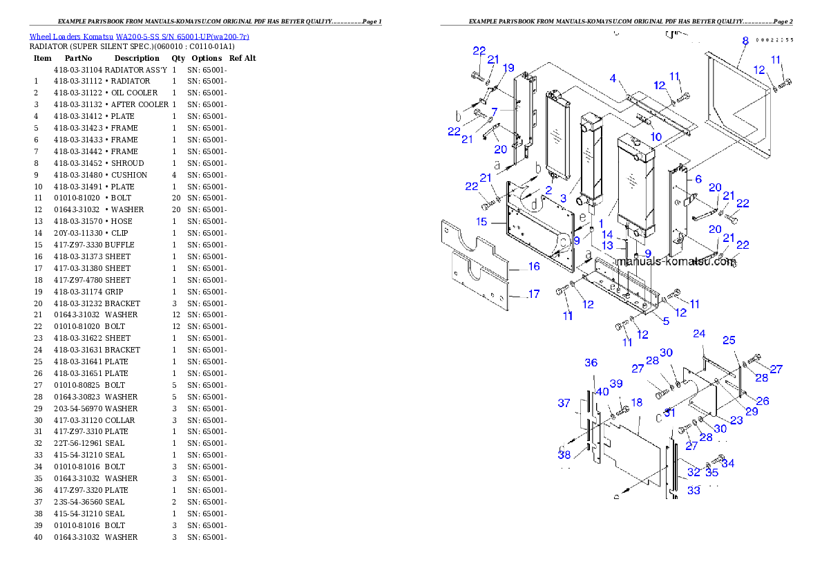 Protected: WA200-5-SS S/N 65001-UP Partsbook
