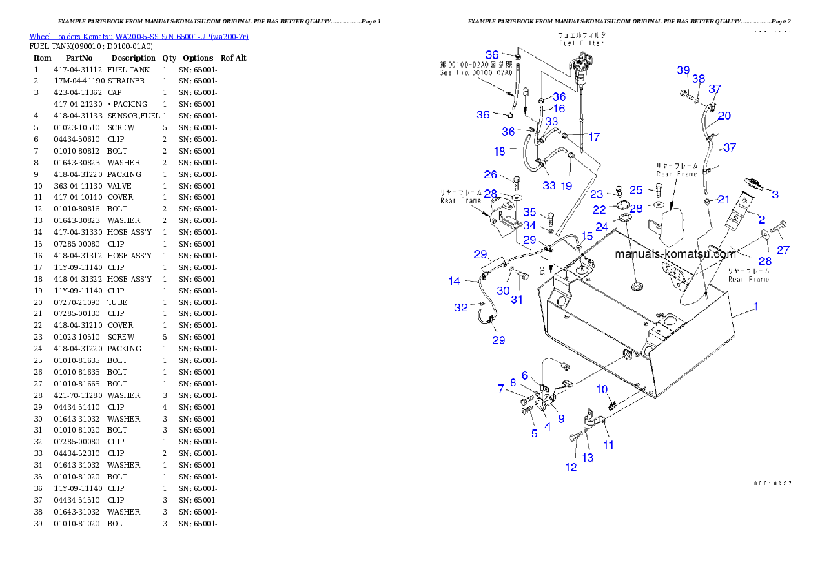 Protected: WA200-5-SS S/N 65001-UP Partsbook