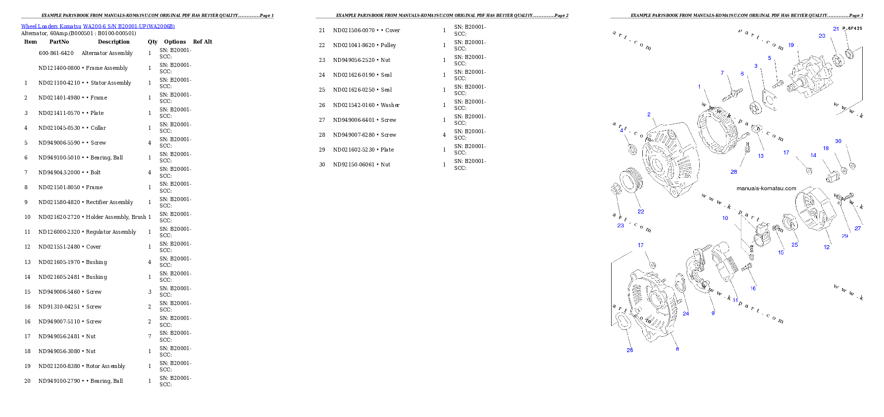 Protected: WA200-6 S/N B20001-UP Partsbook