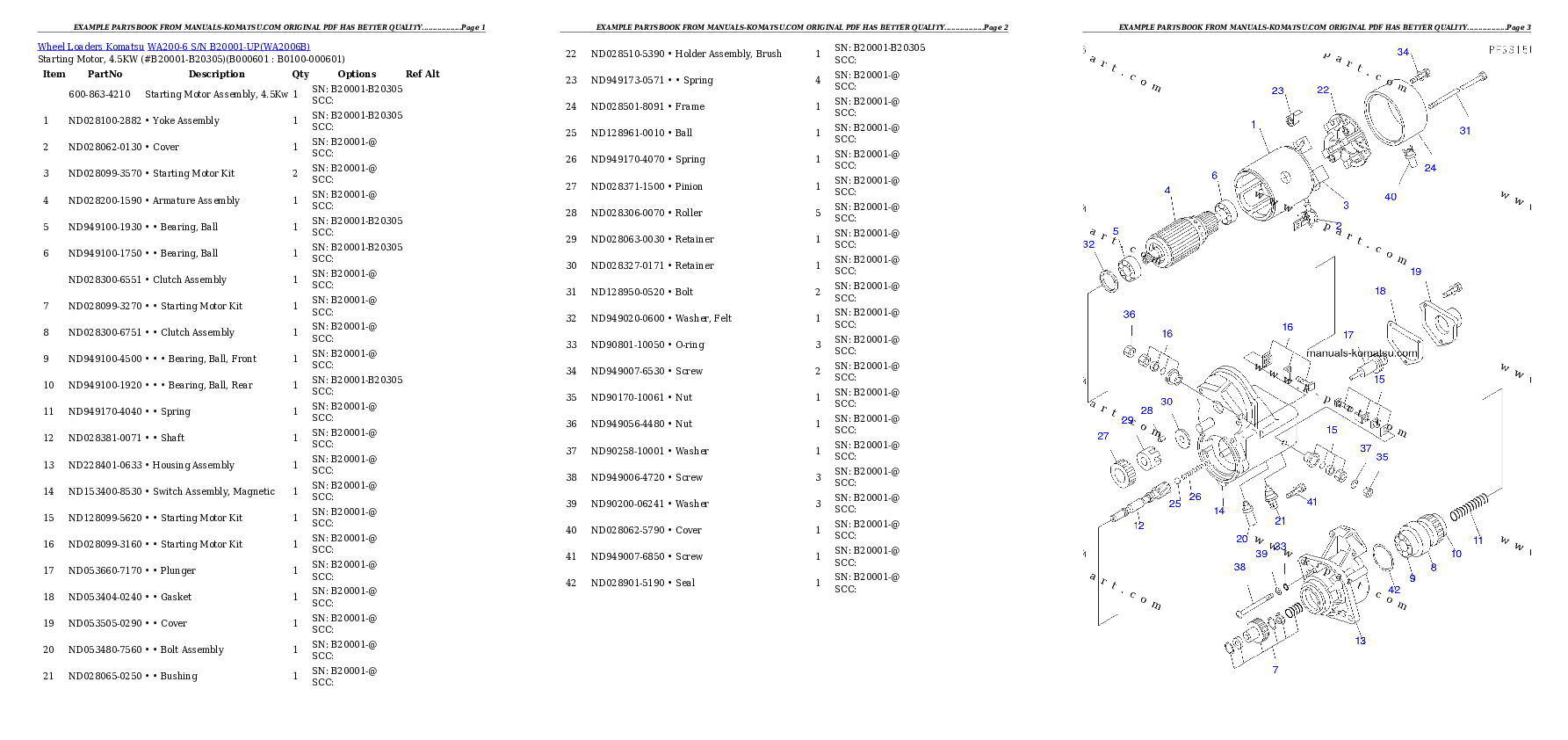 Protected: WA200-6 S/N B20001-UP Partsbook