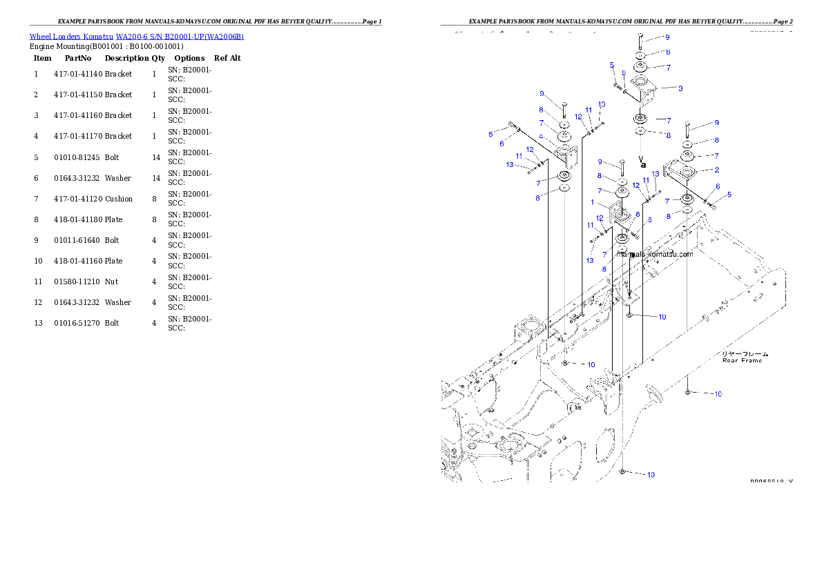 Protected: WA200-6 S/N B20001-UP Partsbook
