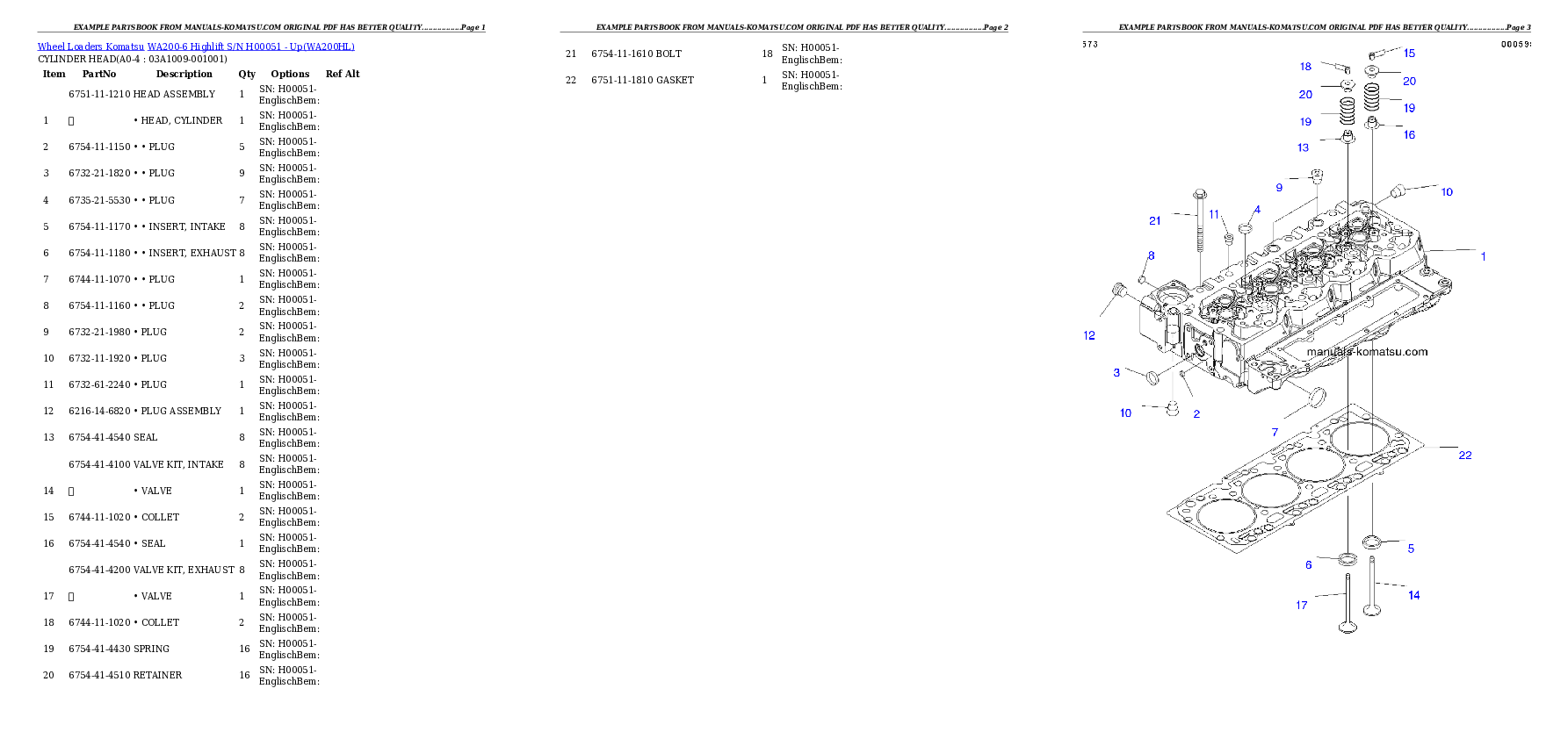 WA200-6 Highlift S/N H00051 - Up Partsbook