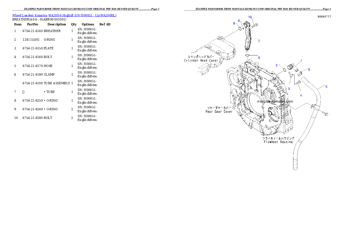 Protected: WA200-6 Highlift S/N H00051 – Up Partsbook