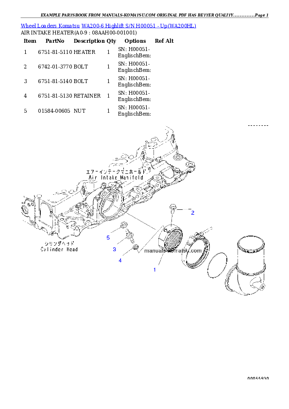 Protected: WA200-6 Highlift S/N H00051 – Up Partsbook