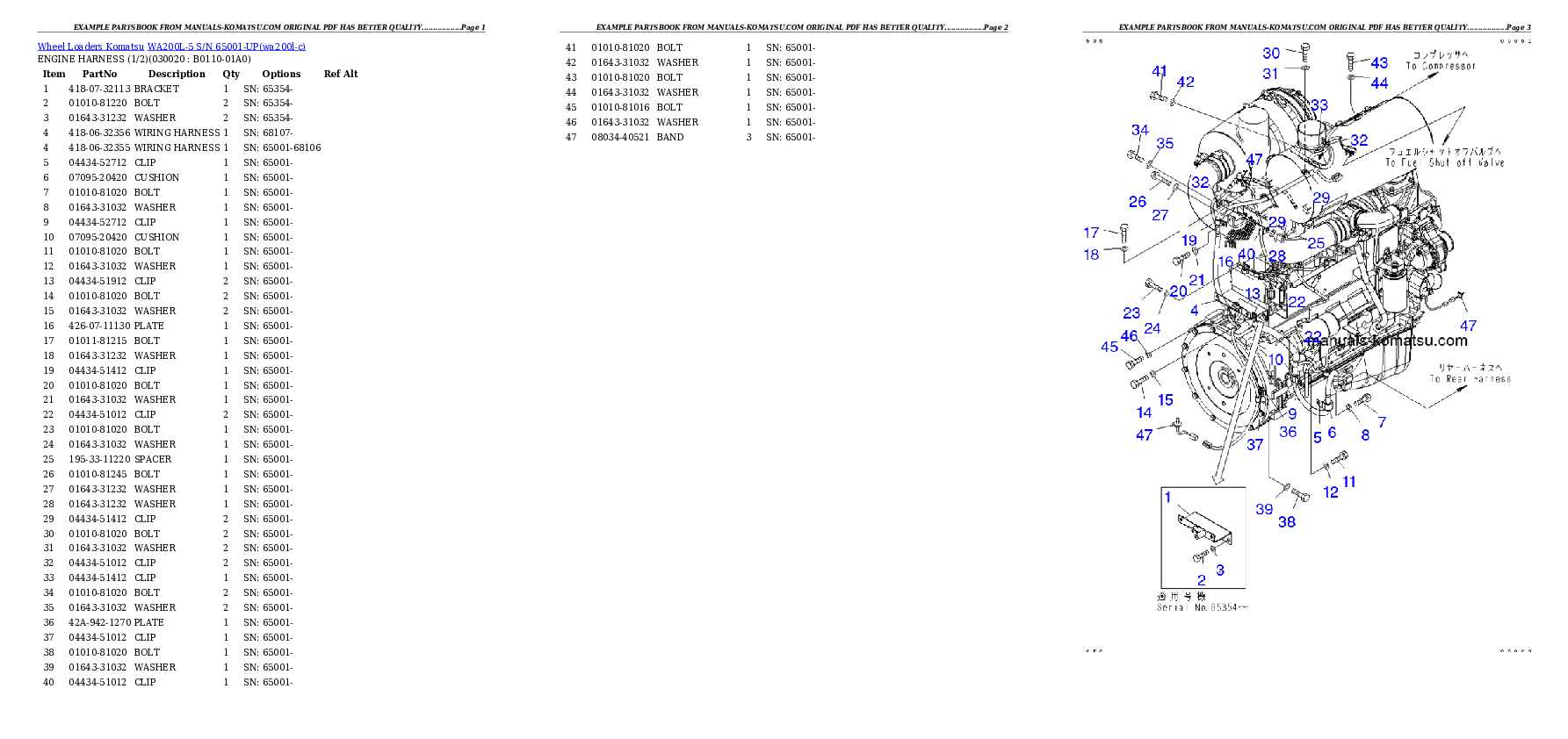 WA200L-5 S/N 65001-UP Partsbook