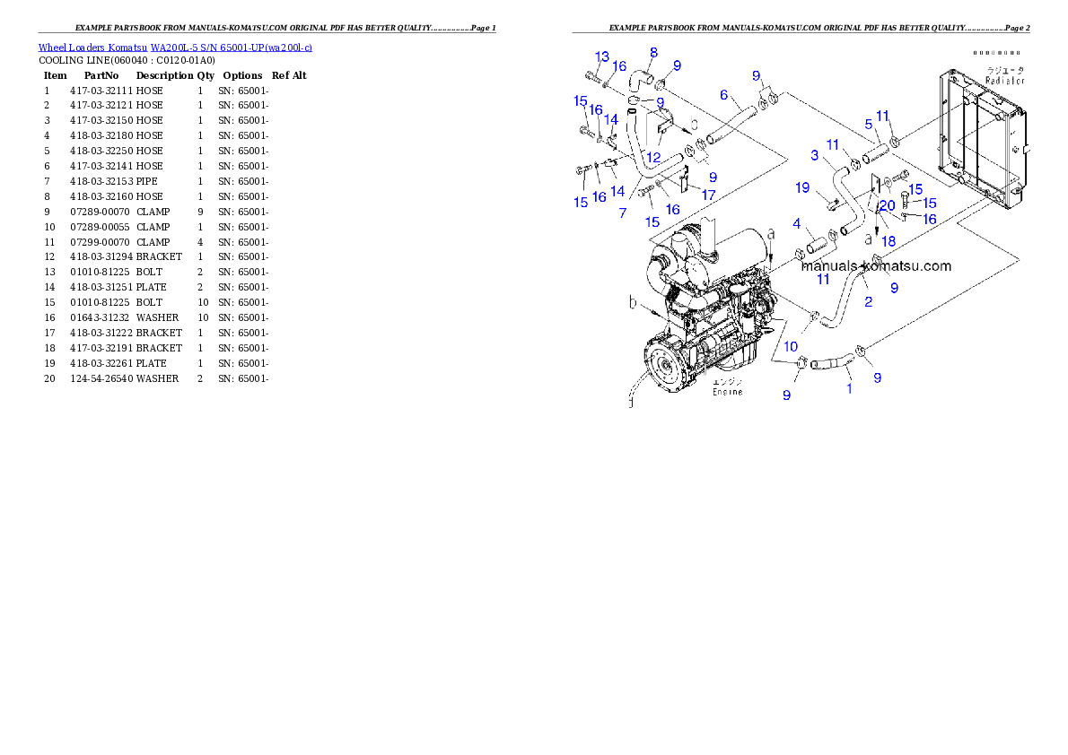 Protected: WA200L-5 S/N 65001-UP Partsbook