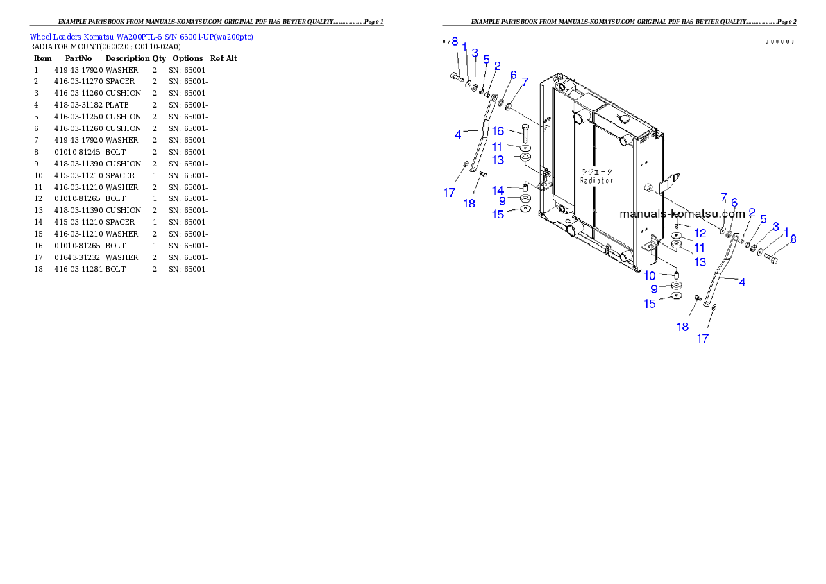 Protected: WA200PTL-5 S/N 65001-UP Partsbook