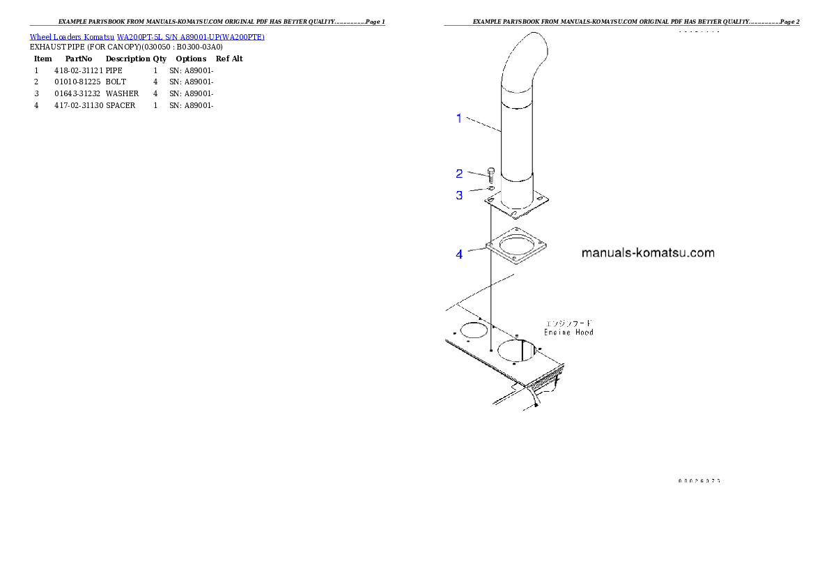 Protected: WA200PT-5L S/N A89001-UP Partsbook