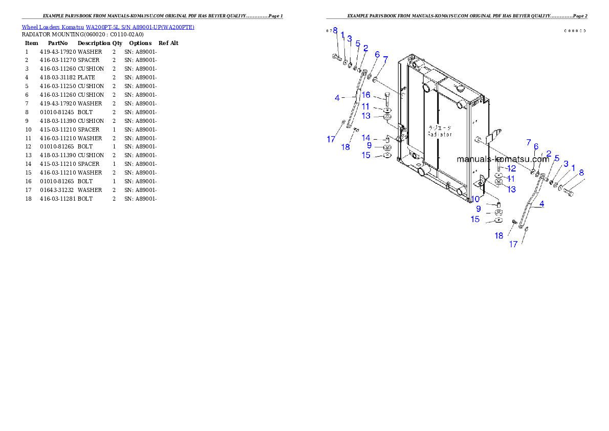 Protected: WA200PT-5L S/N A89001-UP Partsbook