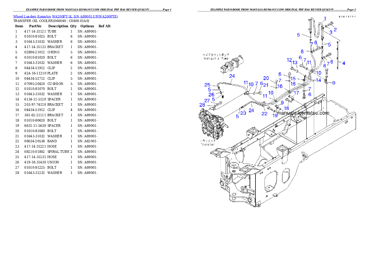 Protected: WA200PT-5L S/N A89001-UP Partsbook