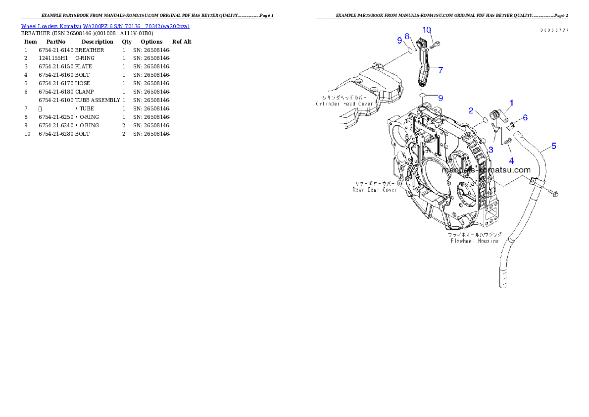 Protected: WA200PZ-6 S/N 70136 – 70342 Partsbook