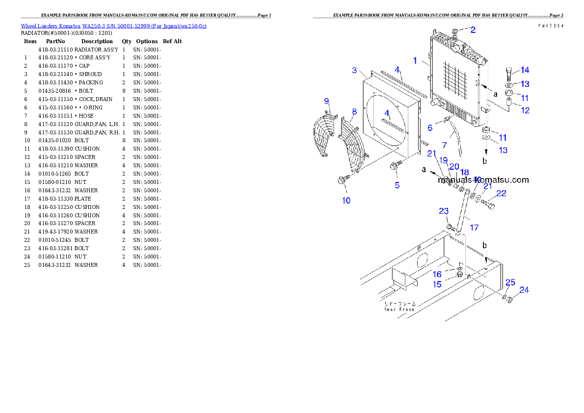 Protected: WA250-3 S/N 50001-52999 (For Japan) Partsbook