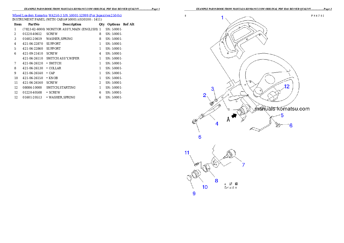 Protected: WA250-3 S/N 50001-52999 (For Japan) Partsbook