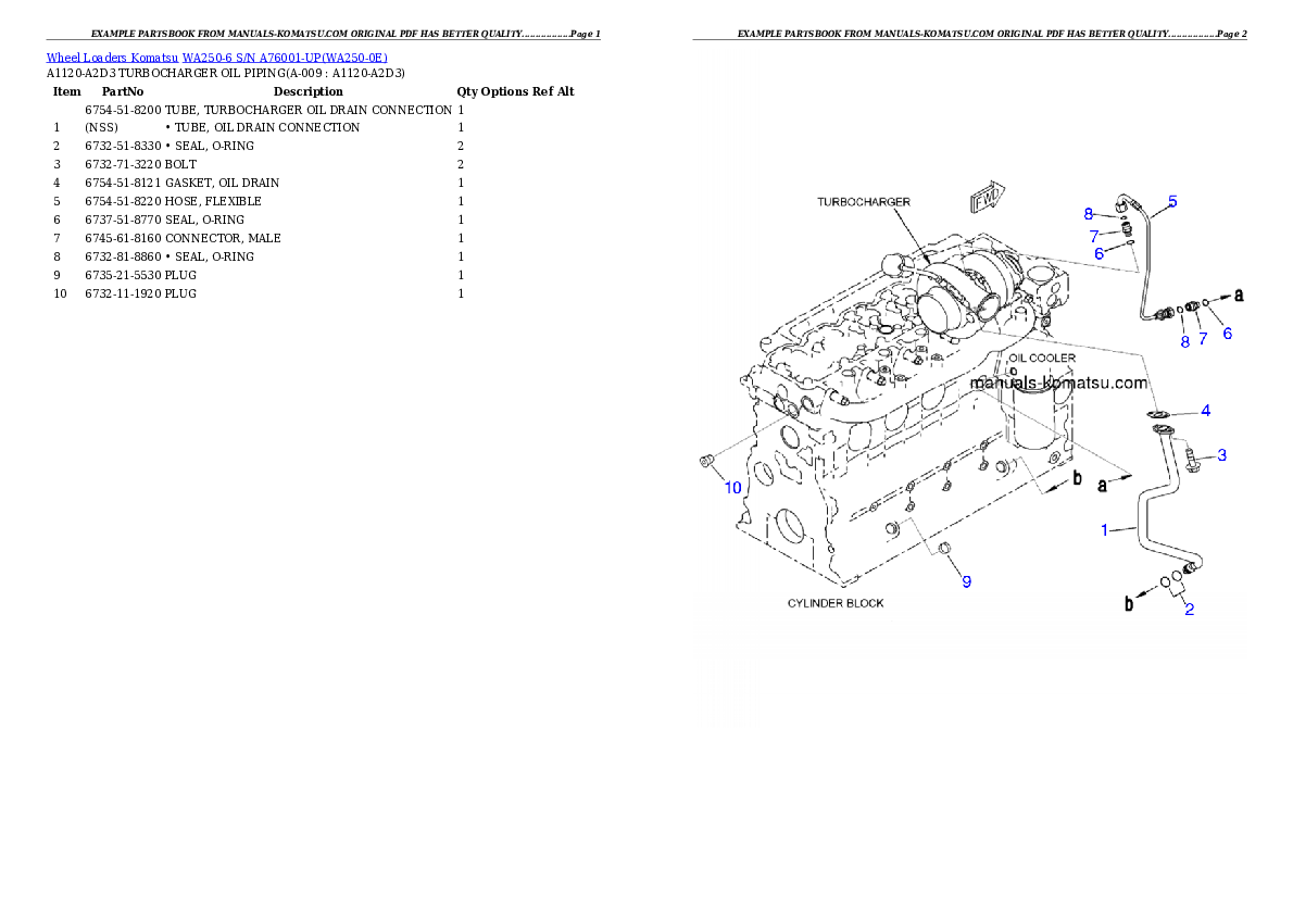 Protected: WA250-6 S/N A76001-UP Partsbook