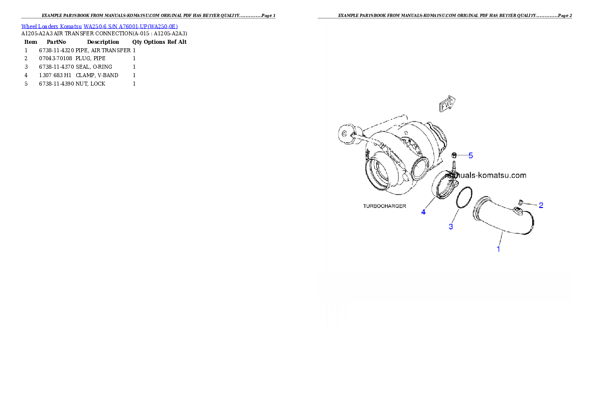 Protected: WA250-6 S/N A76001-UP Partsbook