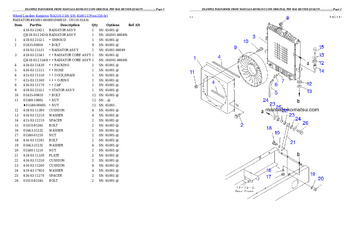 Protected: WA250-3-SN S/N 65001-UP Partsbook