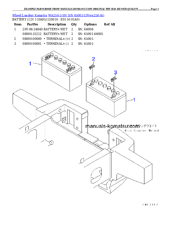 Protected: WA250-3-SN S/N 65001-UP Partsbook