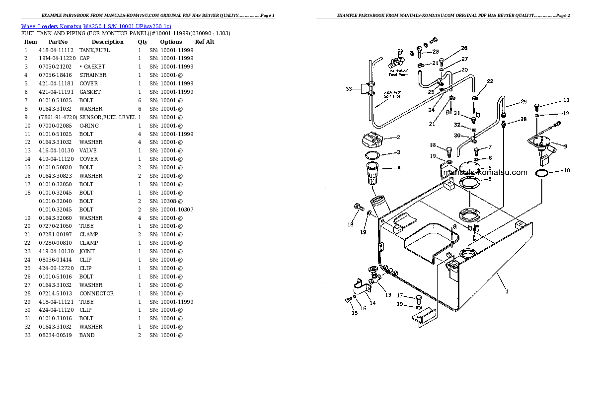 Protected: WA250-1 S/N 10001-UP Partsbook