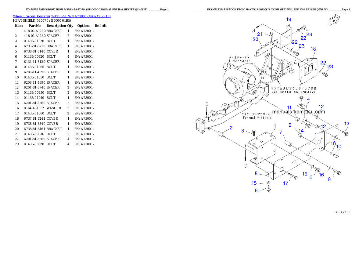 Protected: WA250-5L S/N A73001-UP Partsbook