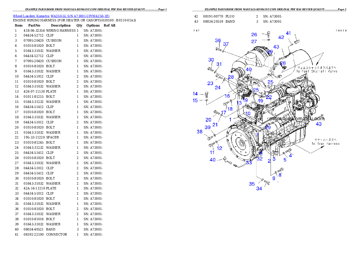 Protected: WA250-5L S/N A73001-UP Partsbook