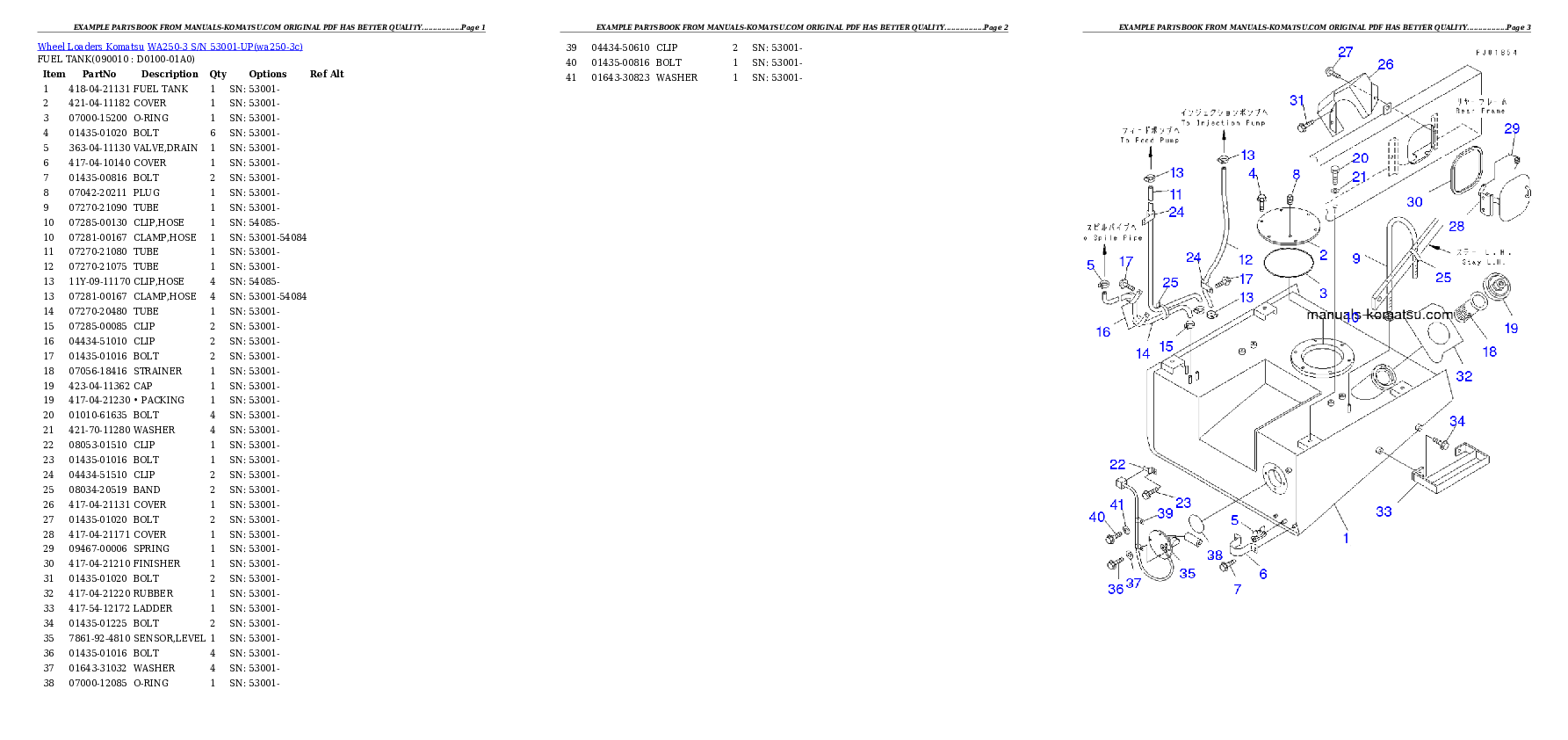 Protected: WA250-3 S/N 53001-UP Partsbook
