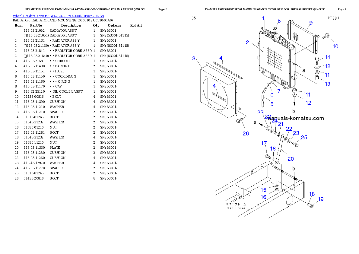 Protected: WA250-3 S/N 53001-UP Partsbook