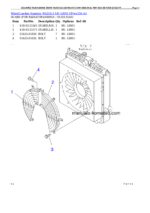 Protected: WA250-3 S/N 53001-UP Partsbook