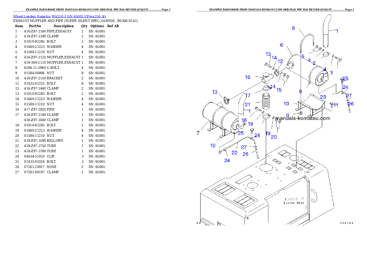 Protected: WA250-3 S/N 65001-UP Partsbook