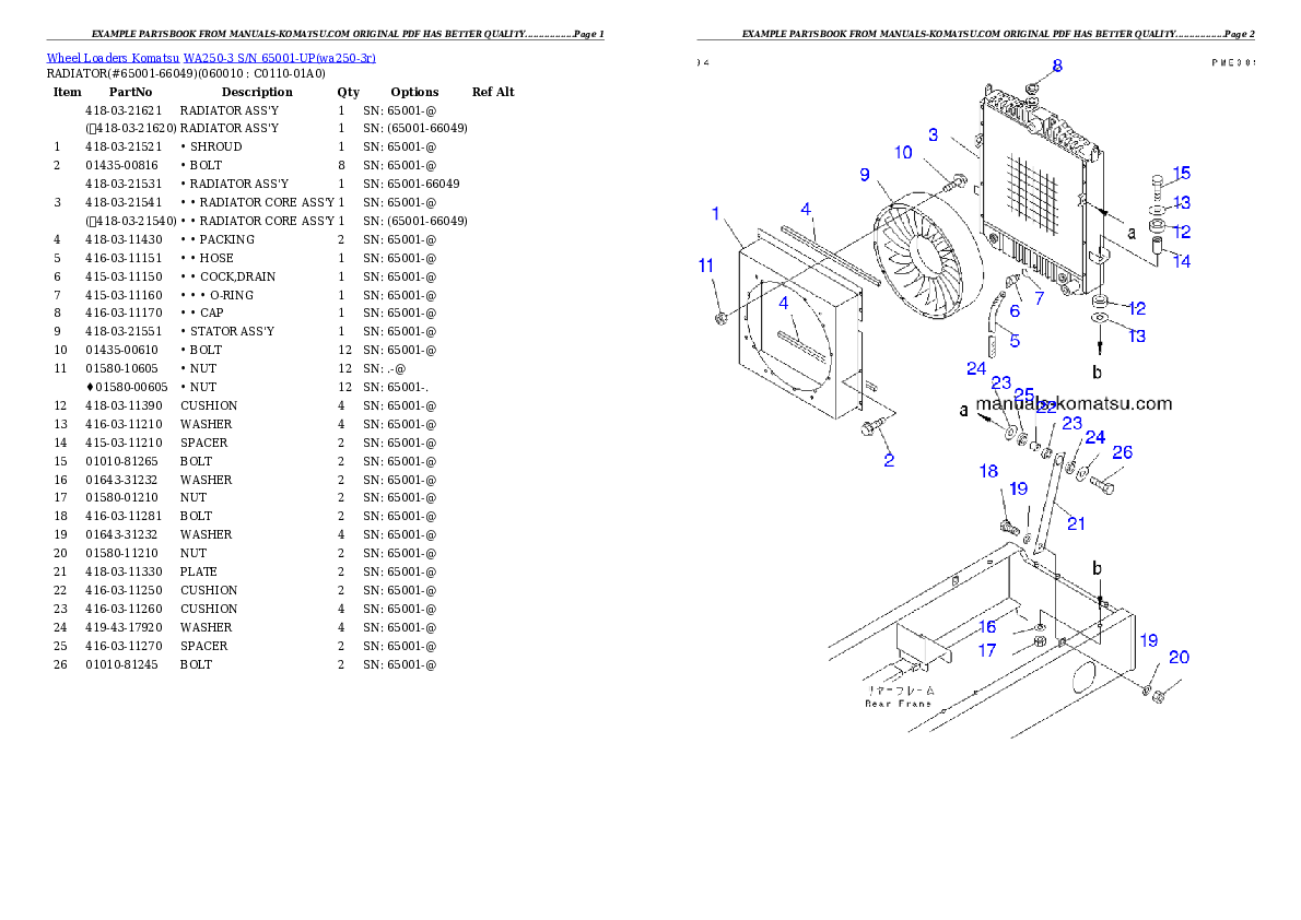Protected: WA250-3 S/N 65001-UP Partsbook