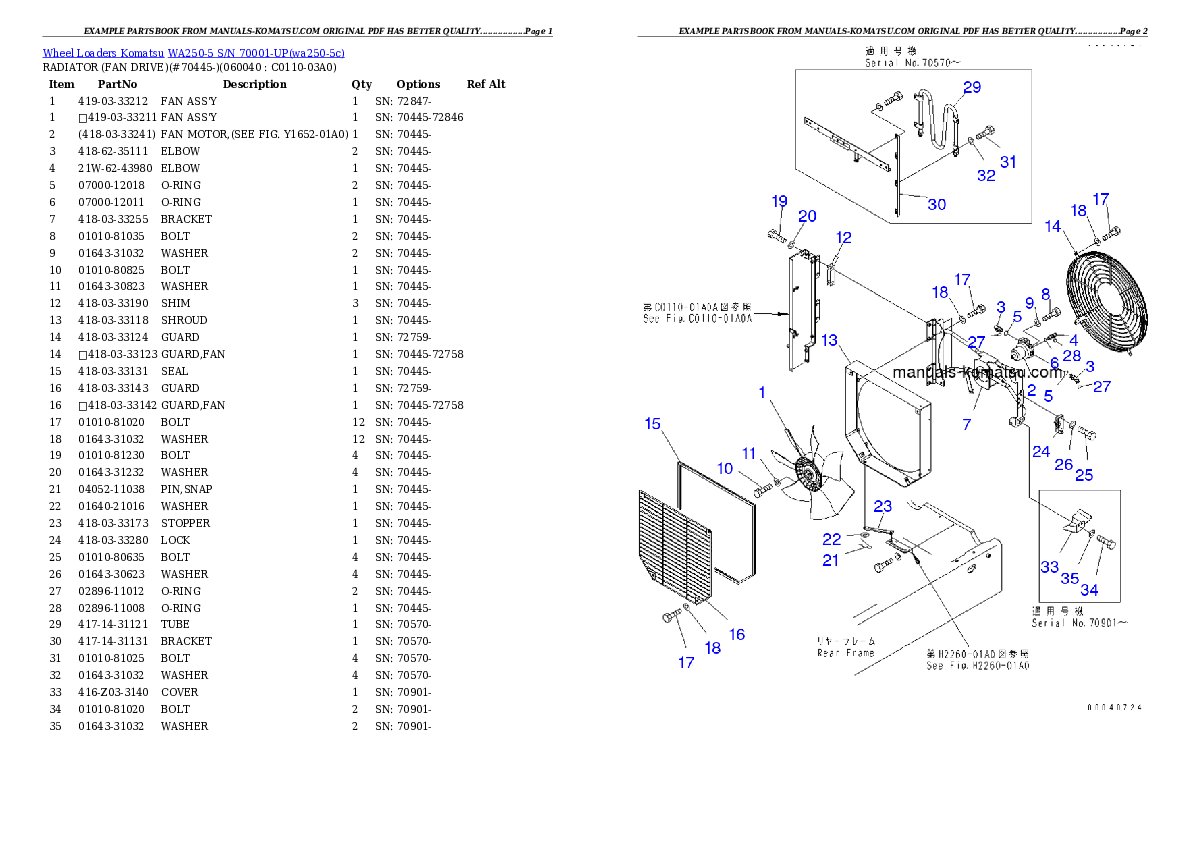 Protected: WA250-5 S/N 70001-UP Partsbook