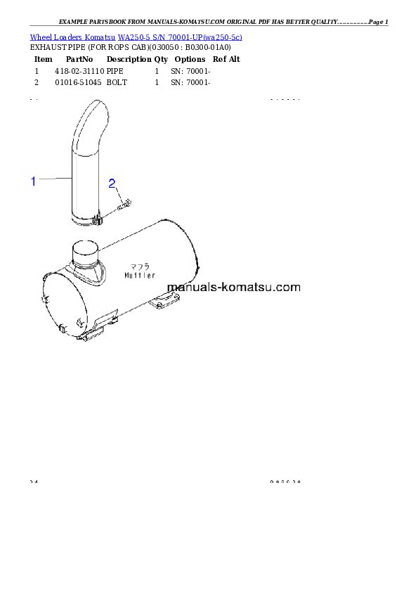 Protected: WA250-5 S/N 70001-UP Partsbook