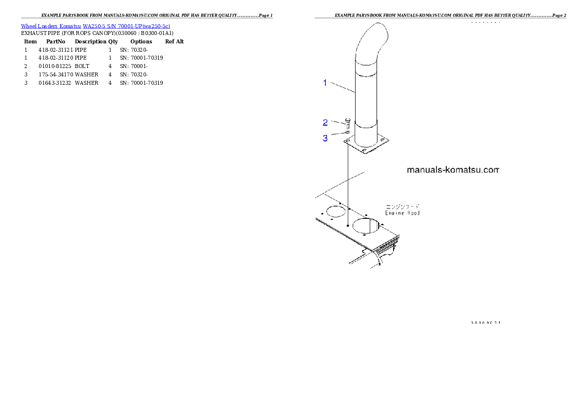 Protected: WA250-5 S/N 70001-UP Partsbook
