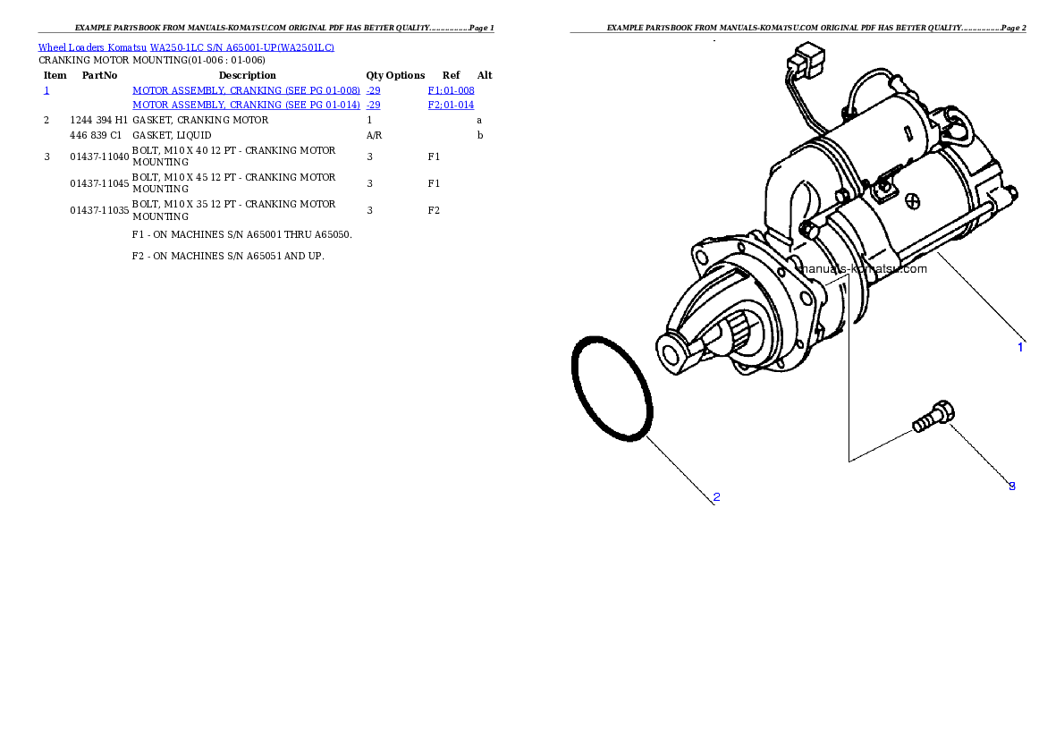 Protected: WA250-1LC S/N A65001-UP Partsbook