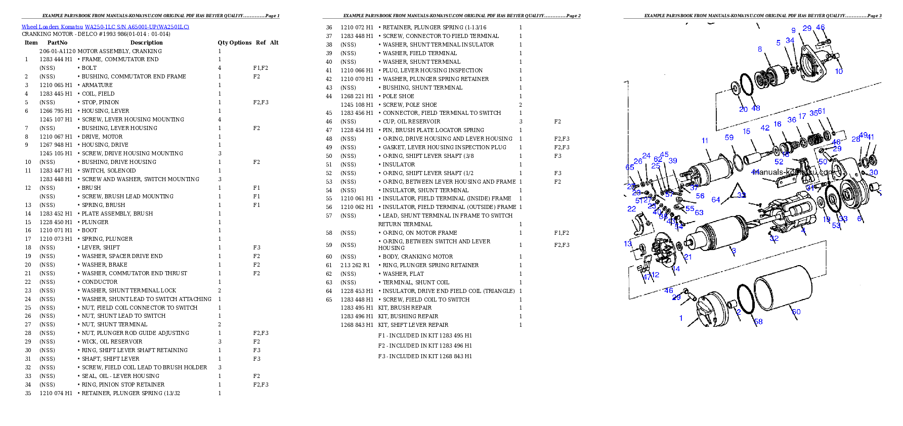 Protected: WA250-1LC S/N A65001-UP Partsbook